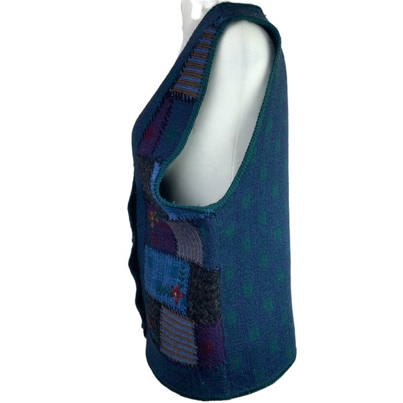 Vintage Express Tricot 100% wool patchwork vest XS - Picture 3 of 10